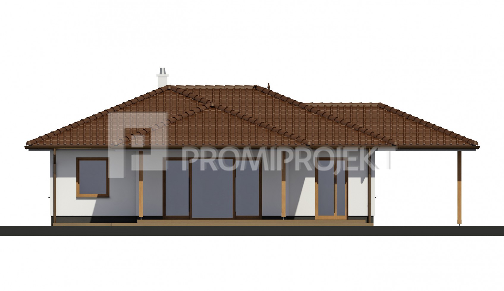 Katalógový projekt pre samostatne stojaci bungalov Laguna 42, pohľad, zrkadlový 3